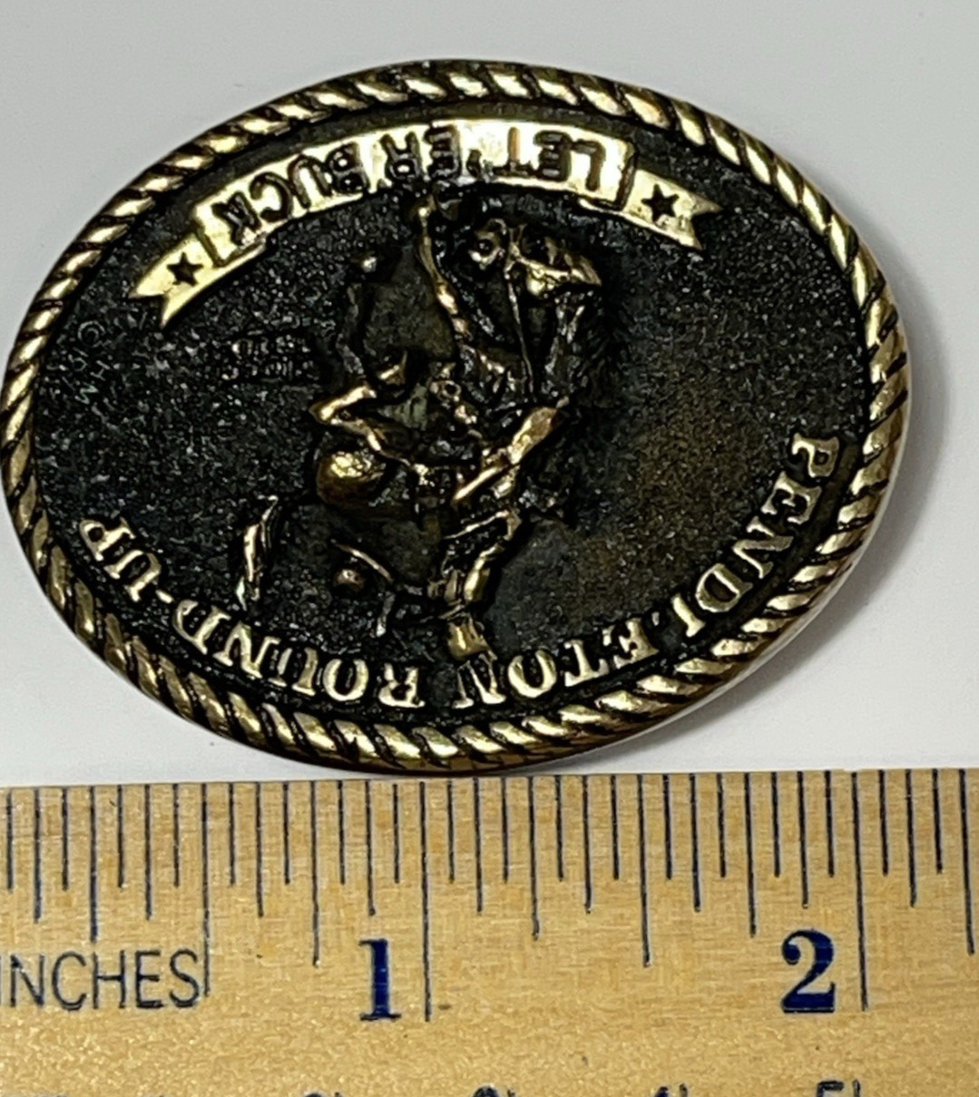 Pendleton Round-Up LET’ER BUCK Solid Bronze Small Belt Buckle Heritage Mint LTD.