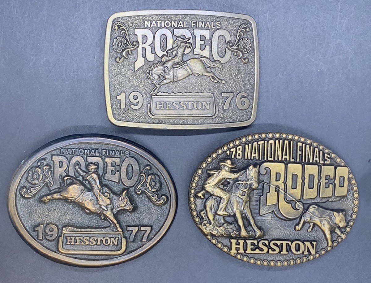 Hesston NFR Belt Buckle Lot Of 3 Western America Rodeo 1976-1778