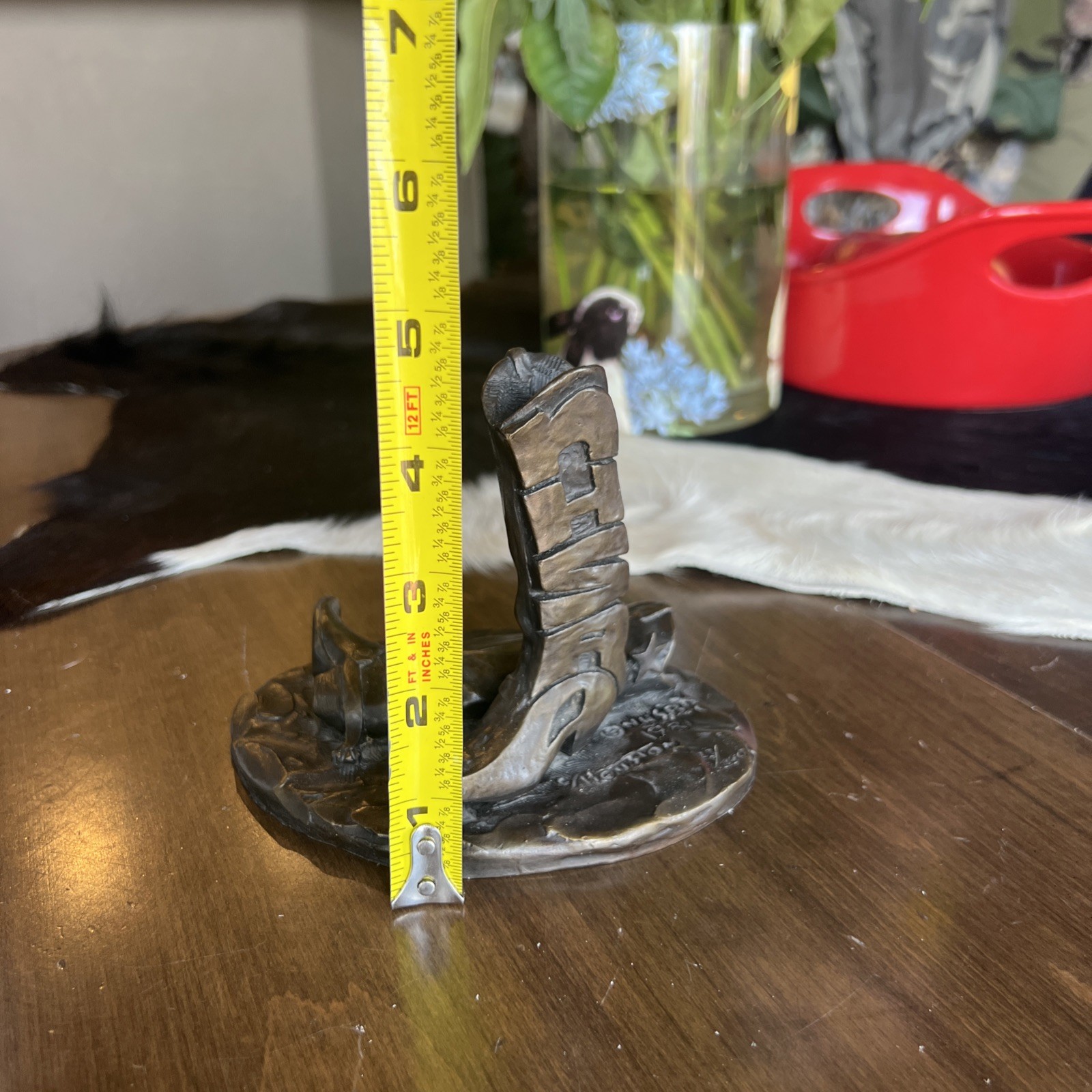Vintage 1981 NHSRA Bronze Cowboy Boot Rodeo Sculpture Signed And Numbered