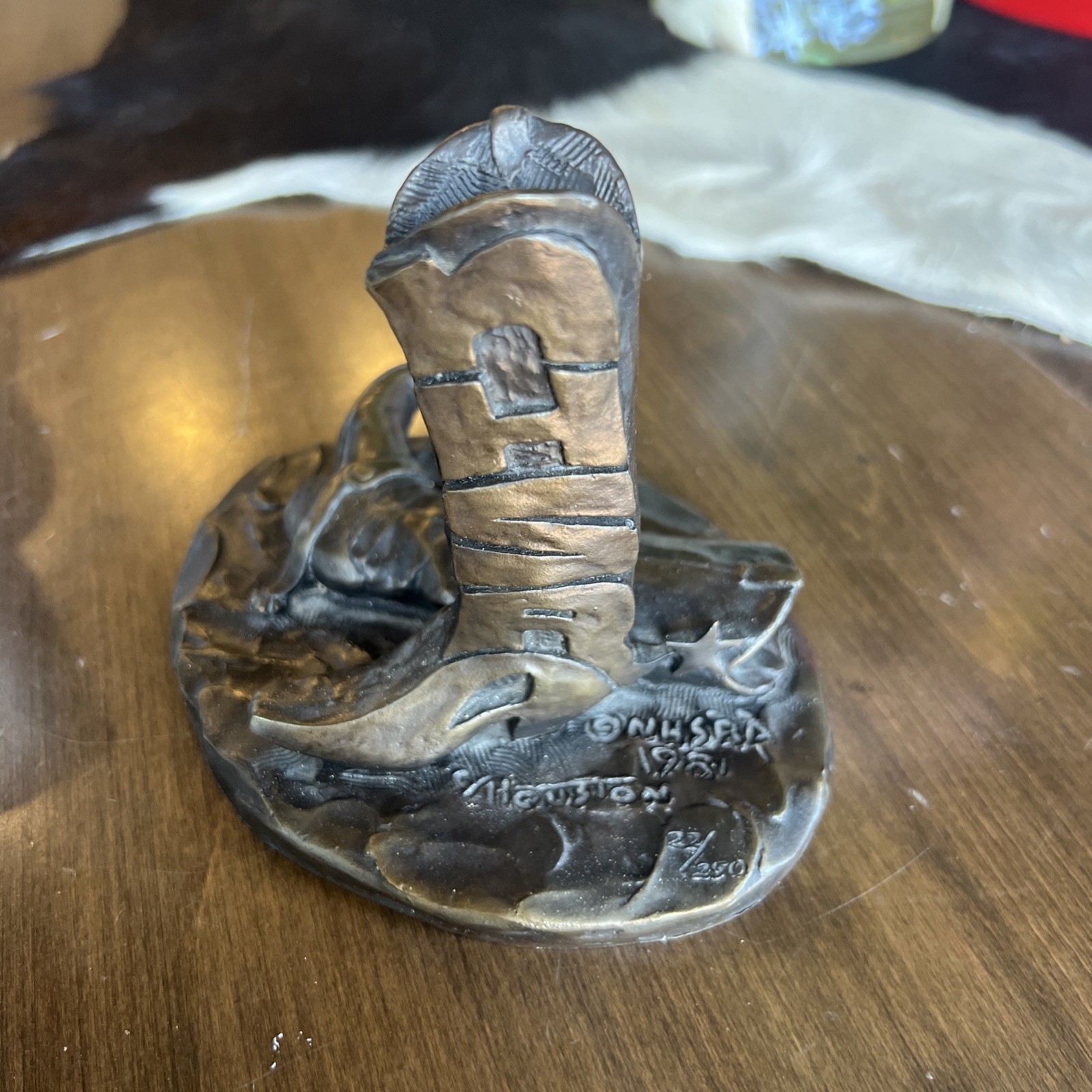 Vintage 1981 NHSRA Bronze Cowboy Boot Rodeo Sculpture Signed And Numbered
