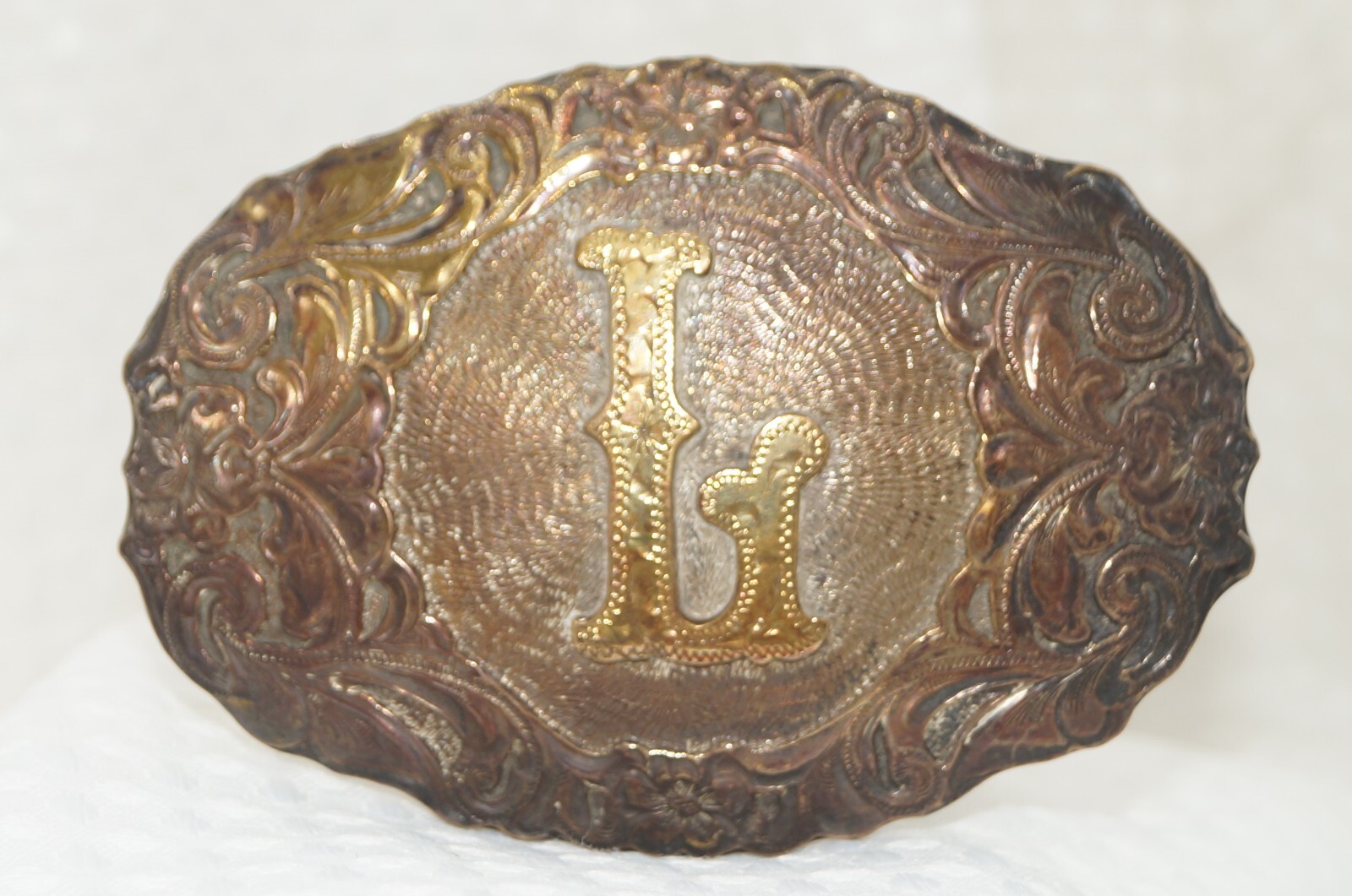 Crumrine belt buckle El Arturo (L) initial Nevada Bronze Jewelers & Silversmith
