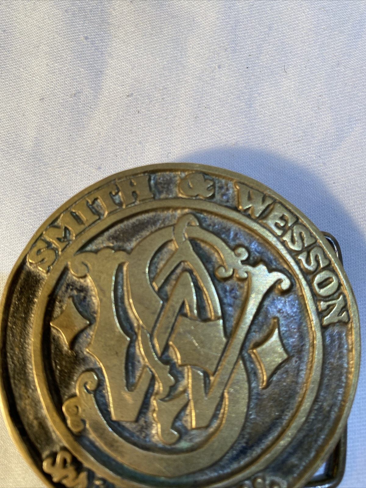Vintage 70s Smith & Wesson Firearms Logo Springfield Mass. Solid Bronze Taiwan