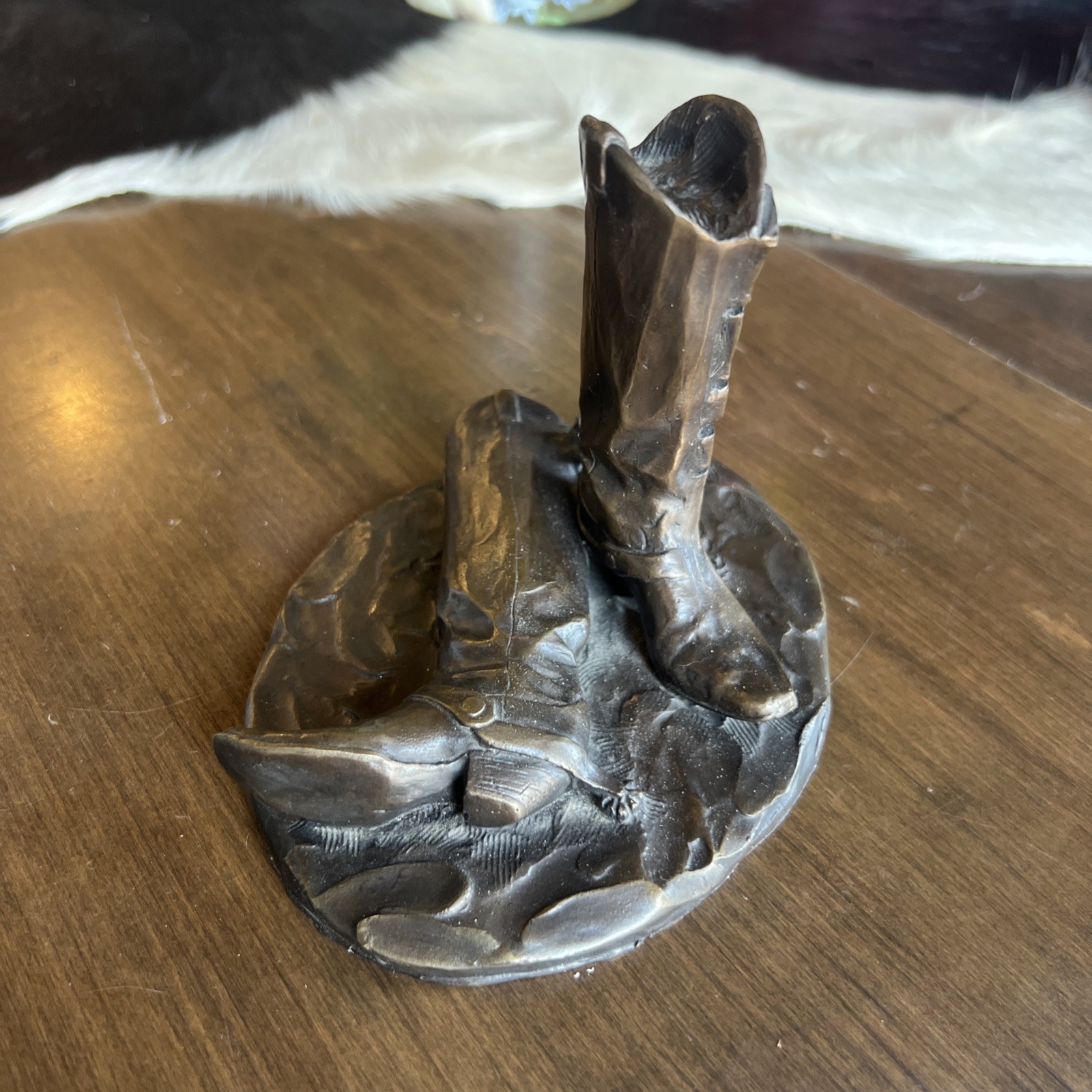 Vintage 1981 NHSRA Bronze Cowboy Boot Rodeo Sculpture Signed And Numbered