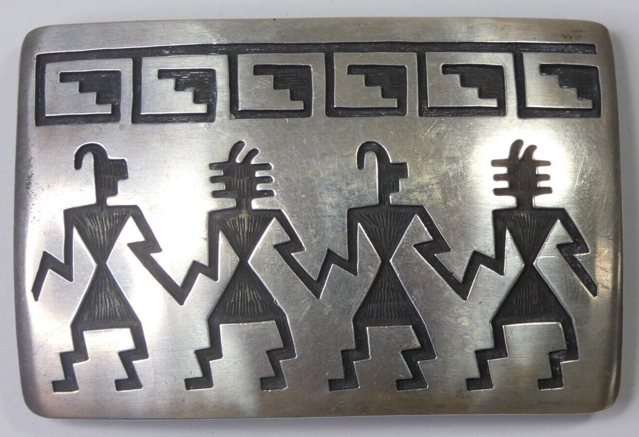 Vintage Mannuel & Karen Hoyungowa Hopi Tribe Silver Belt Buckle