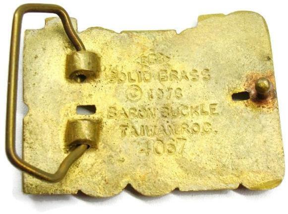 1978 CHUCK By Baron Buckles (BBB) Taiwan 4067 Solid Brass Vintage Belt Buckle