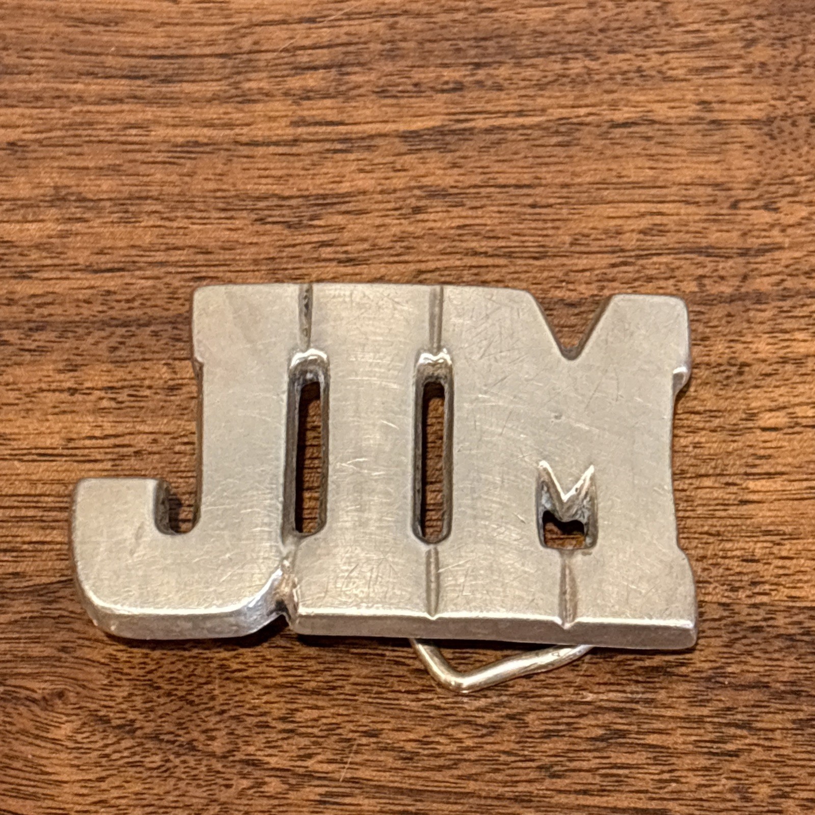 «Jim» Name Belt Buckle Solid Brass Vintage Made In Taiwan 3×2.75”