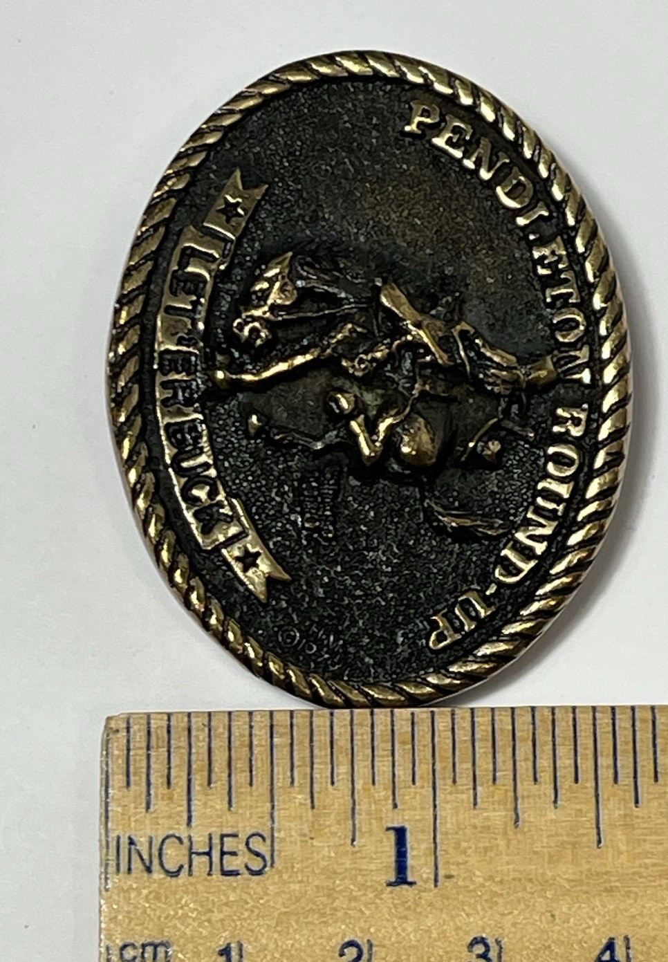 Pendleton Round-Up LET’ER BUCK Solid Bronze Small Belt Buckle Heritage Mint LTD.