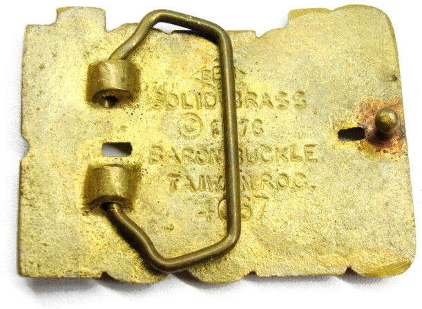 1978 CHUCK By Baron Buckles (BBB) Taiwan 4067 Solid Brass Vintage Belt Buckle