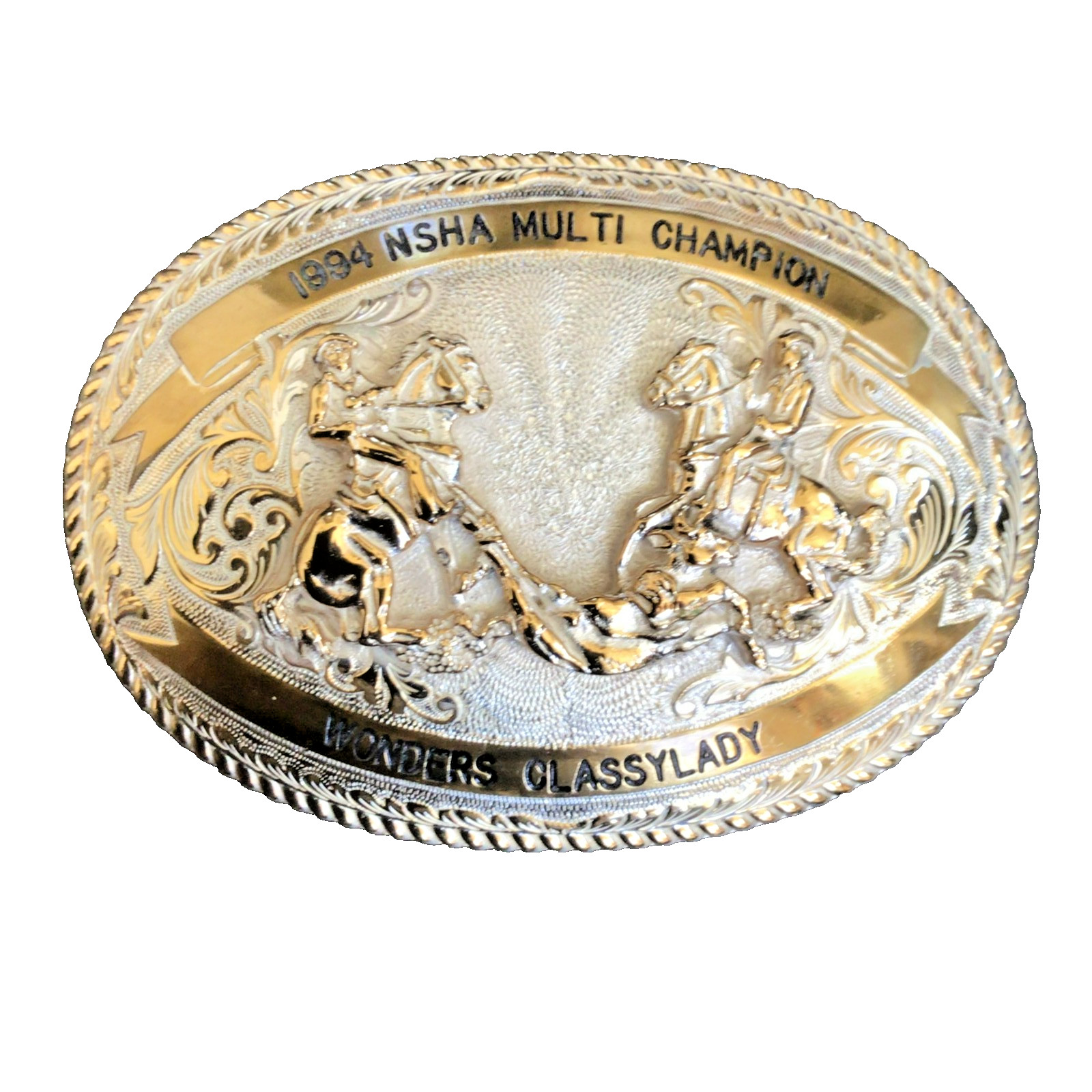 Crumrine Western Belt Buckle 1994 Multi Champion NSHA Horse Cowboy Rodeo