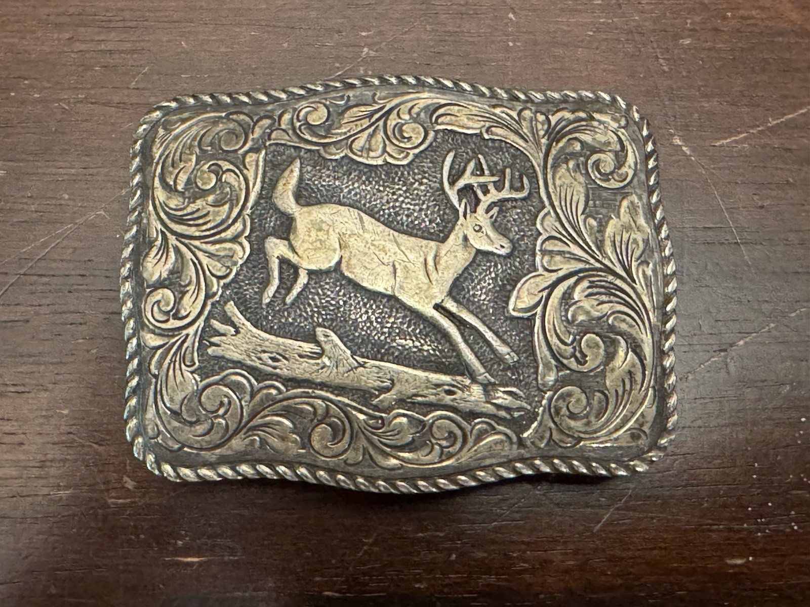 Vintage Eddie Bauer Crumrine 22K Gold on Sterling Silver Mule Deer Belt Buckle