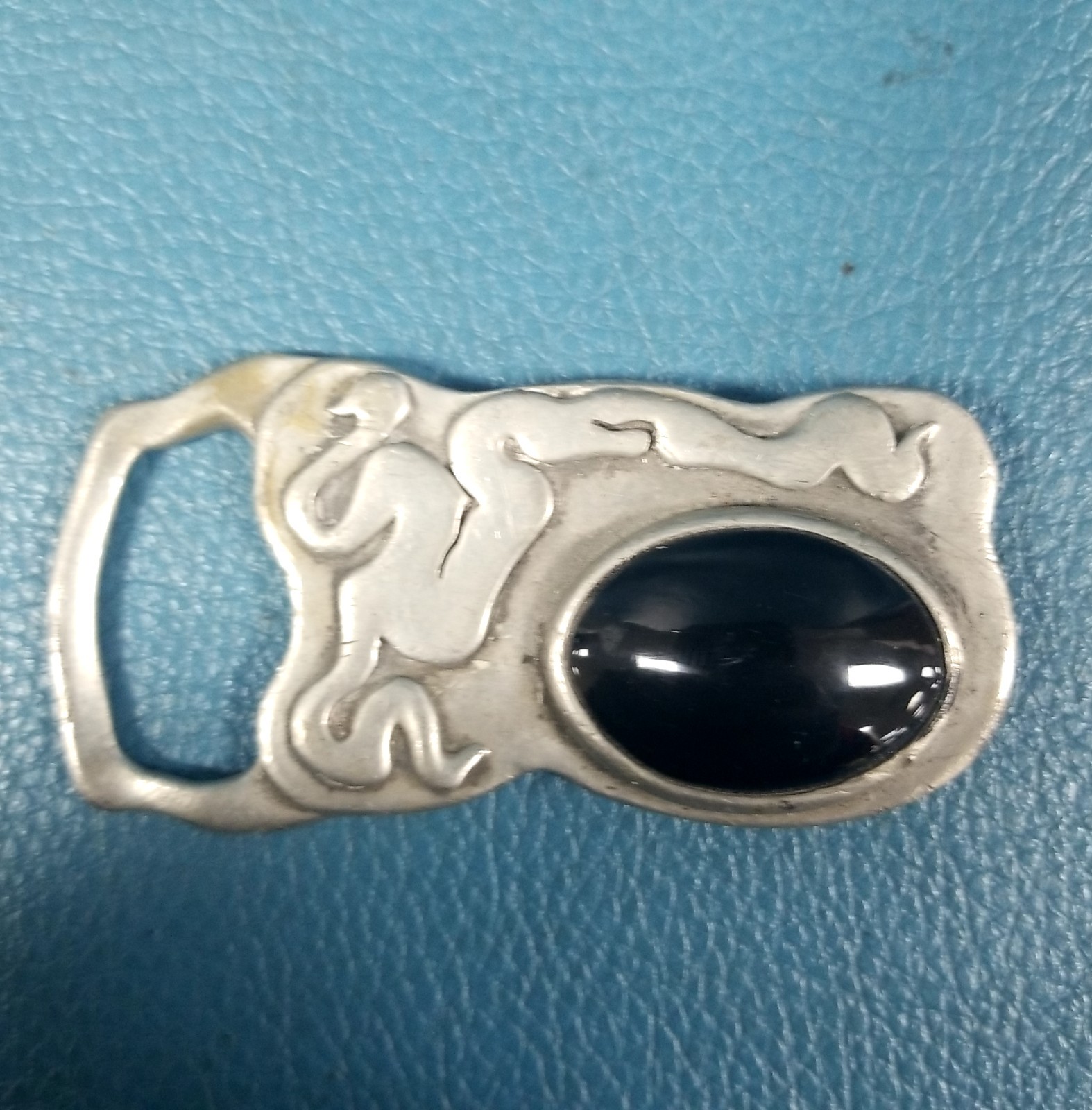 VTG Taylor Design Indiana Metal Craft 1976 Black Jade Belt Buckle