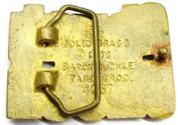 1978 CHUCK By Baron Buckles (BBB) Taiwan 4067 Solid Brass Vintage Belt Buckle