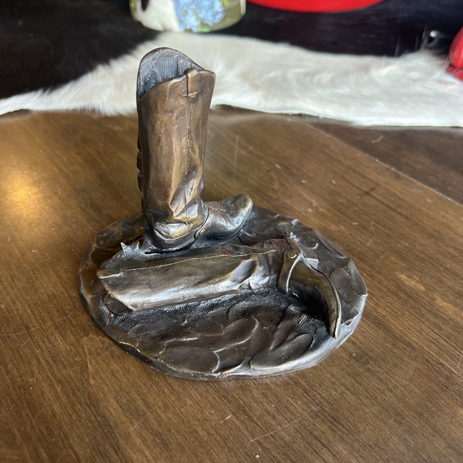Vintage 1981 NHSRA Bronze Cowboy Boot Rodeo Sculpture Signed And Numbered