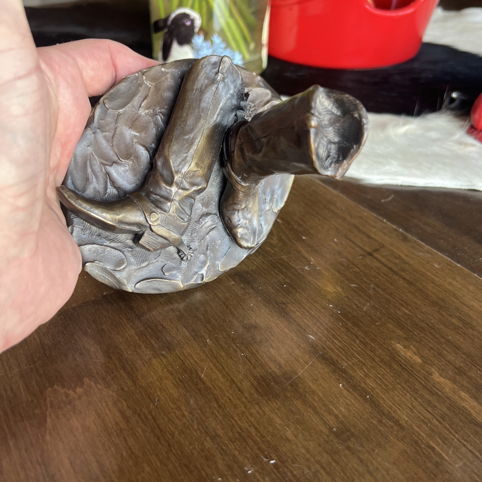 Vintage 1981 NHSRA Bronze Cowboy Boot Rodeo Sculpture Signed And Numbered