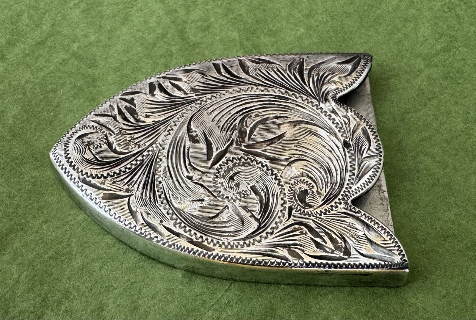 VTG Unbranded Old Western Large 1 3/8” Fit Sterling Silver OL Ranger Buckle Tip